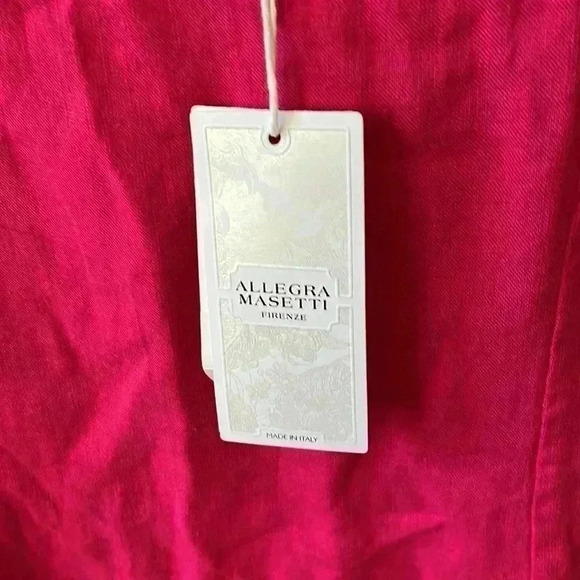 NEW Allegra Masetti size medium fuscia ruffle pink pure linen dress - Picture 4 of 8